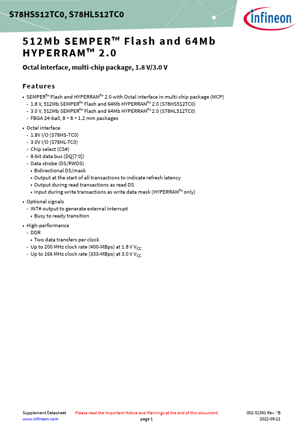 S78HS512TC0 Datasheet Preview