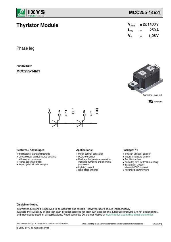 MCC255-14io1 Datasheet Preview