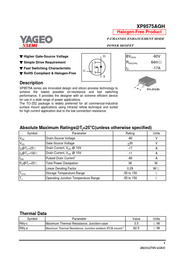 XP9575AGH Datasheet Preview