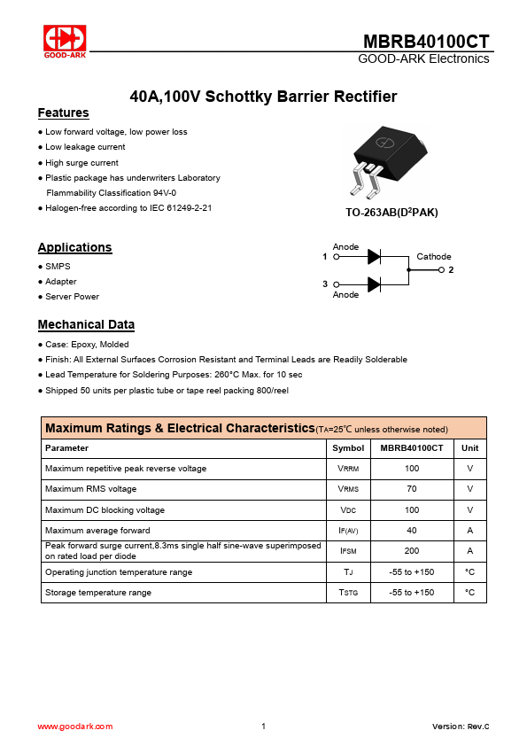MBRB40100CT Datasheet Preview