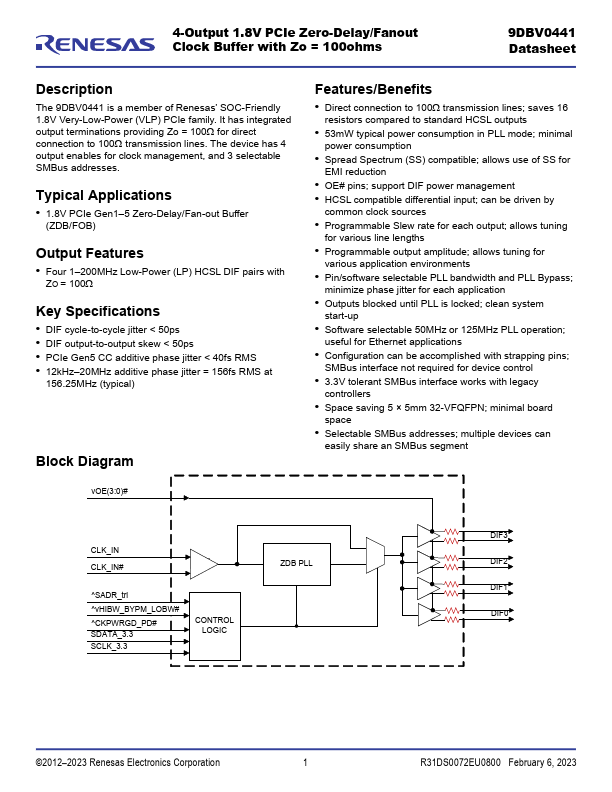9DBV0441 Datasheet Preview