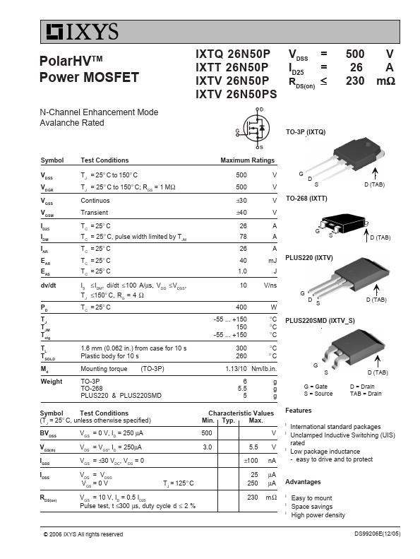 IXTT26N50P