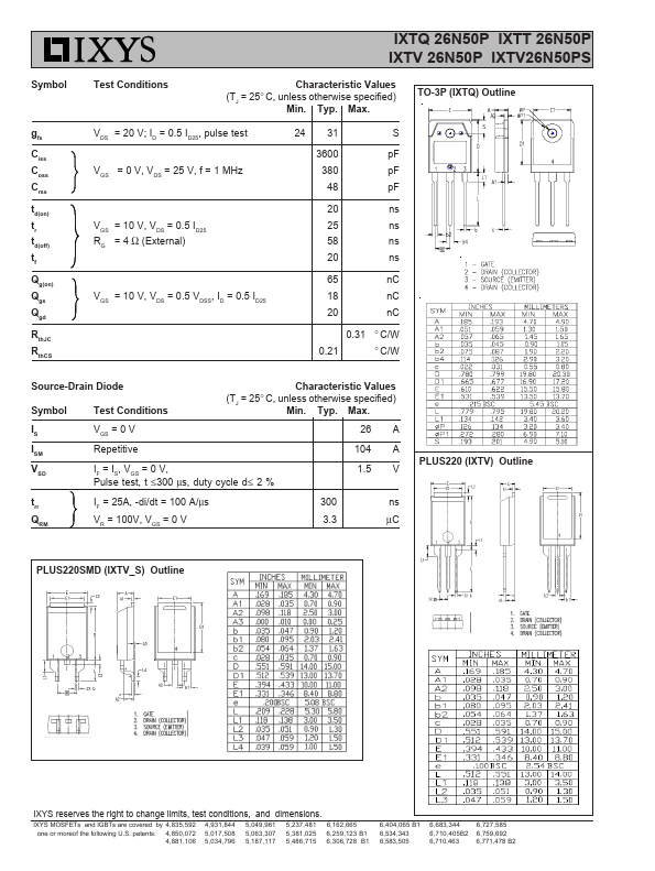 IXTT26N50P