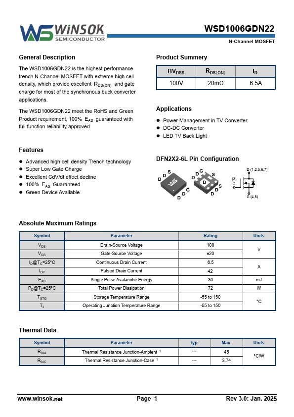 WSD1006GDN22 Datasheet Preview
