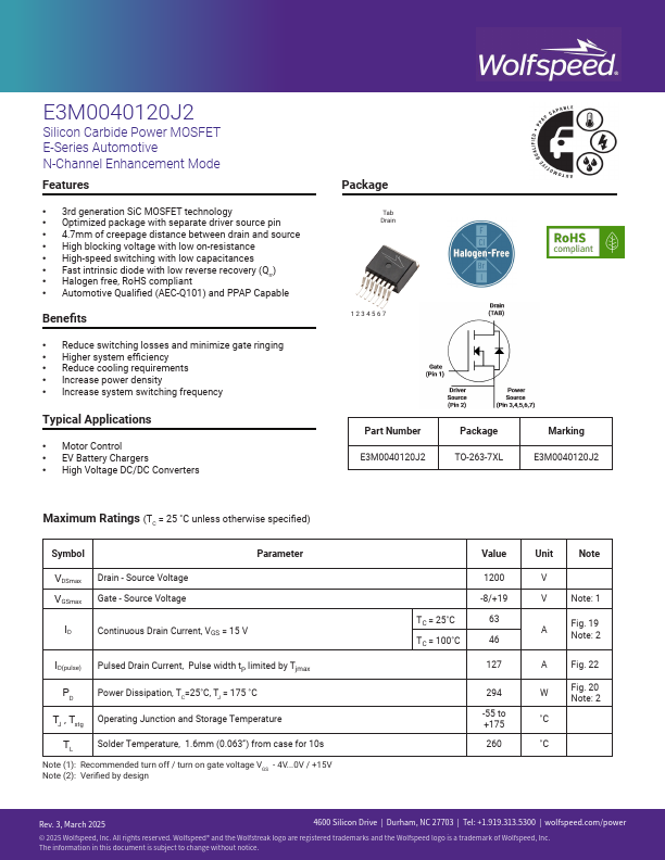 E3M0040120J2 Datasheet Preview