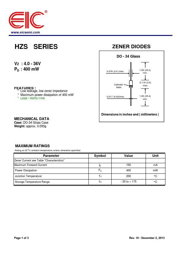 HZS22 Datasheet Preview