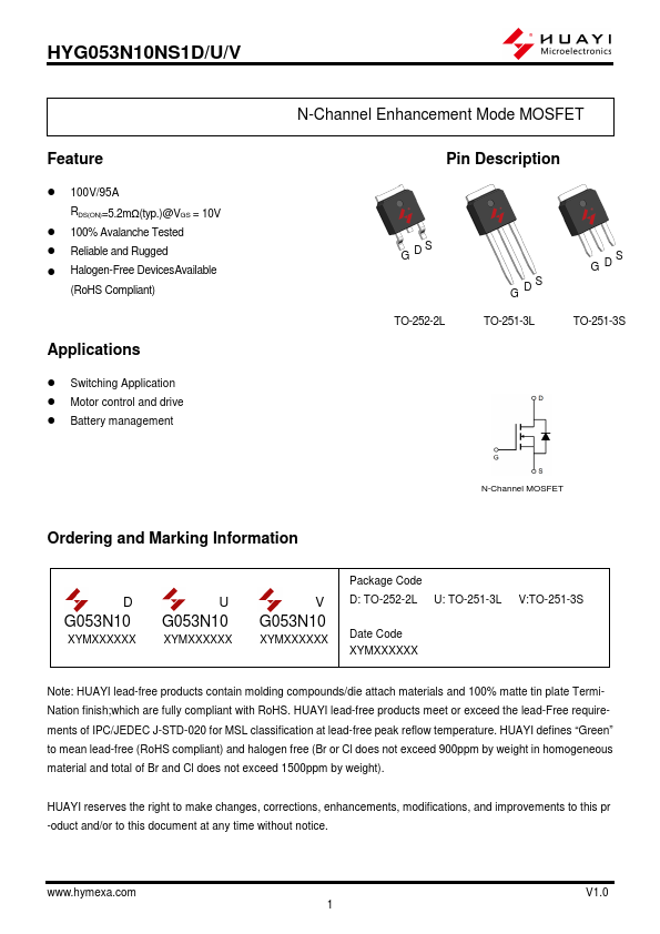 HYG053N10NS1V Datasheet Preview