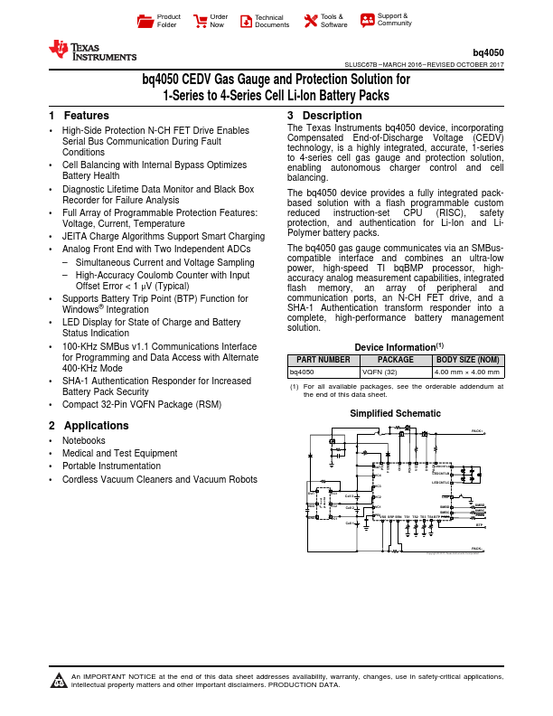 bq4050 Datasheet Preview