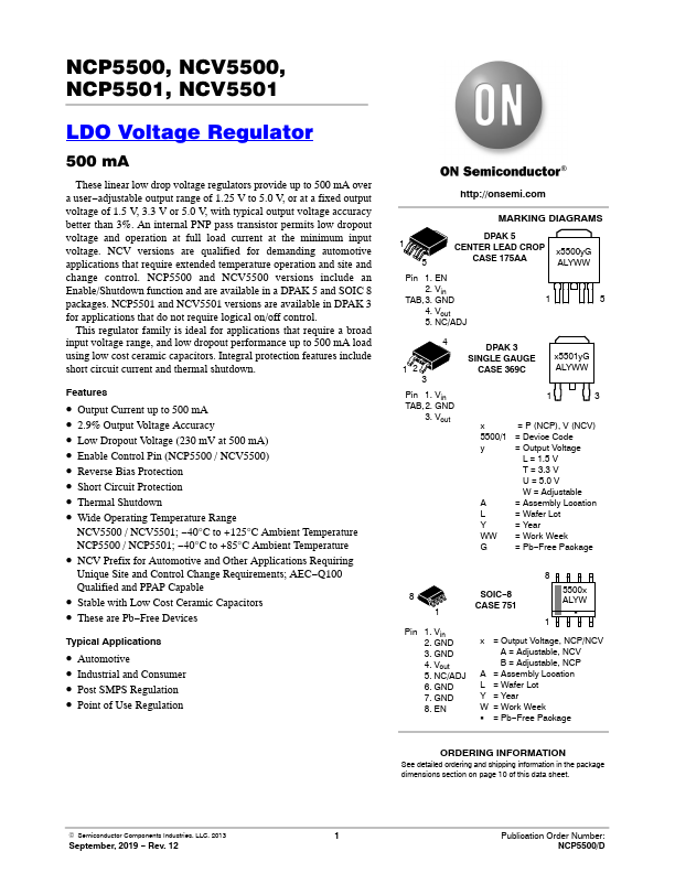NCV5500 Datasheet Preview