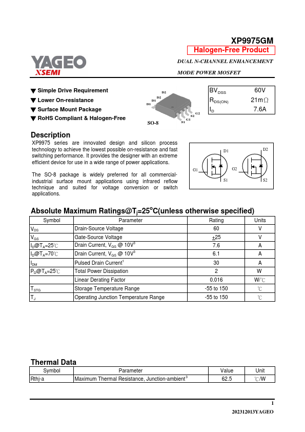 XP9975GM Datasheet Preview