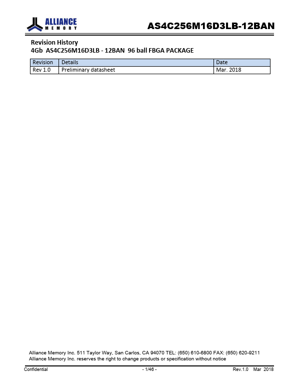 AS4C256M16D3LB-12BAN