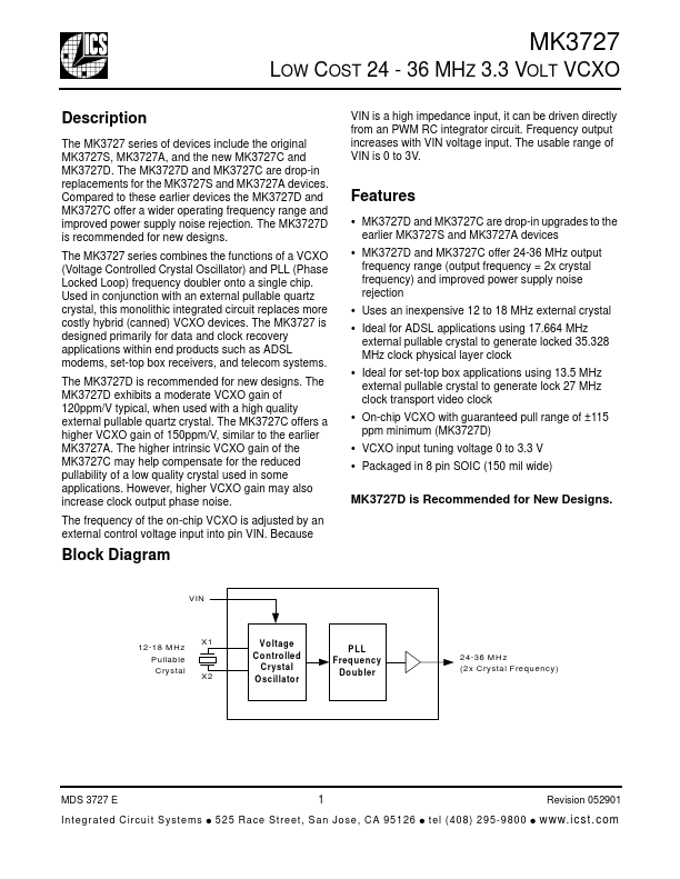 MK3727 Datasheet Preview
