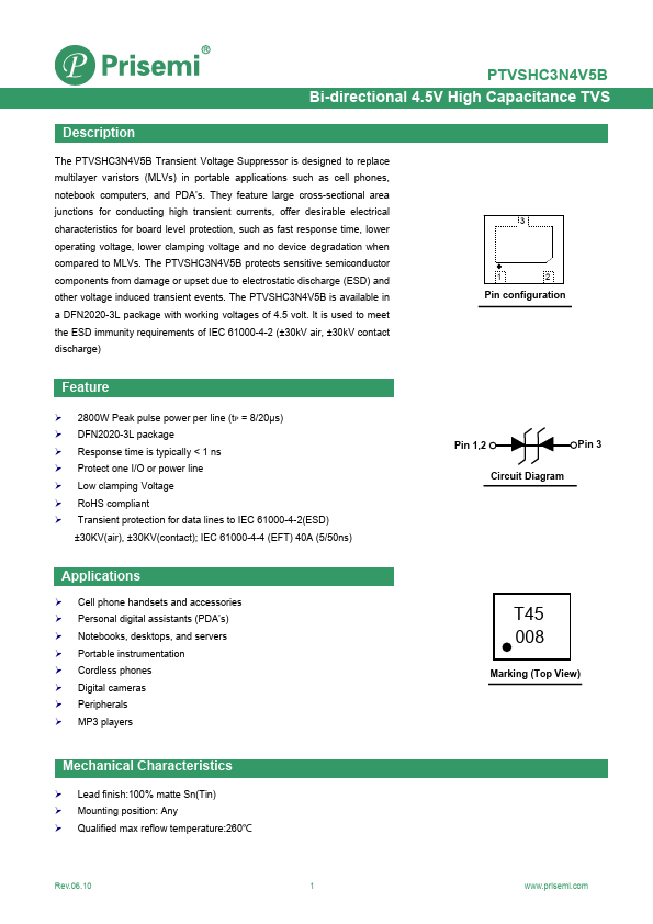 PTVSHC3N4V5B Datasheet Preview