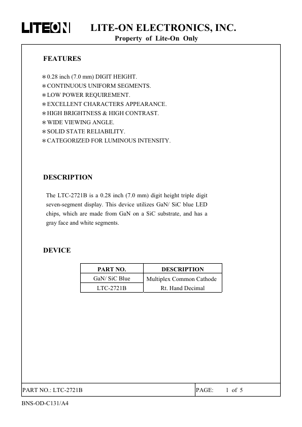LTC-2721B Datasheet Preview