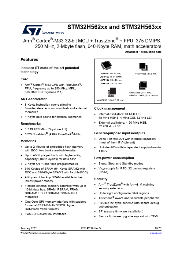 STM32H562AG Datasheet Preview