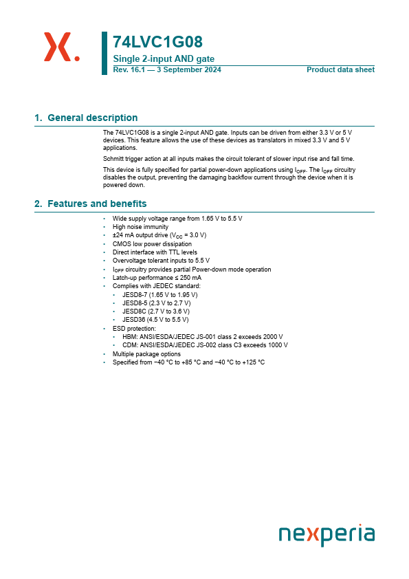 74LVC1G08GS Datasheet Preview