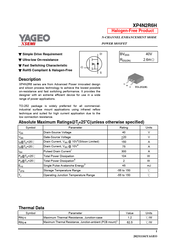 XP4N2R6H Datasheet Preview