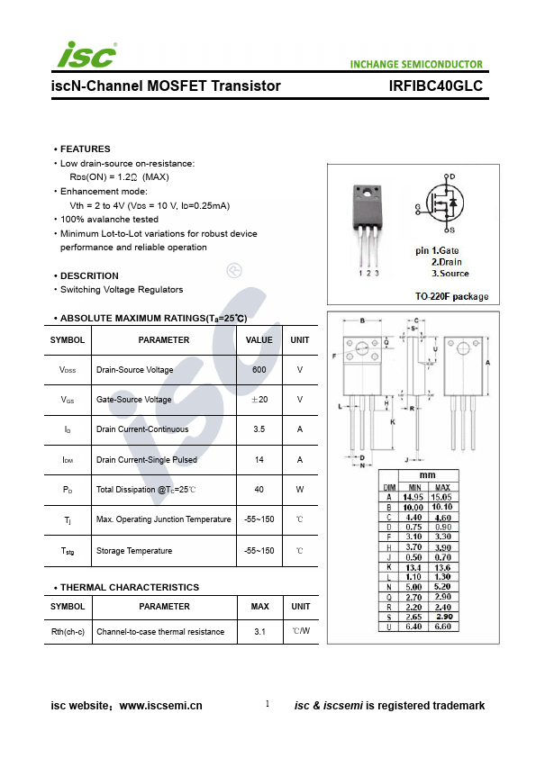 IRFIBC40GLC