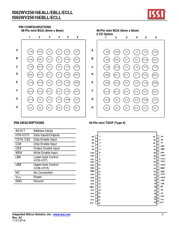 IS62WV25616ECLL