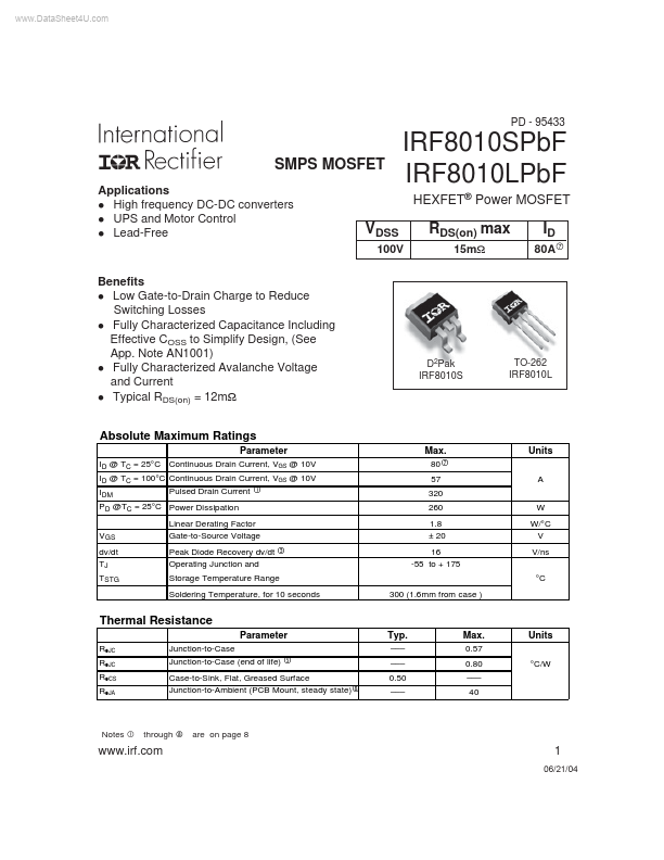 IRF8010LPBF