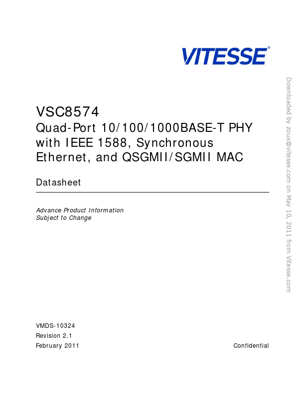 VSC8574 Datasheet Preview