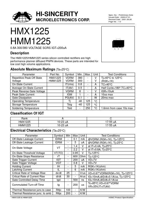 HMX1225 Datasheet Preview