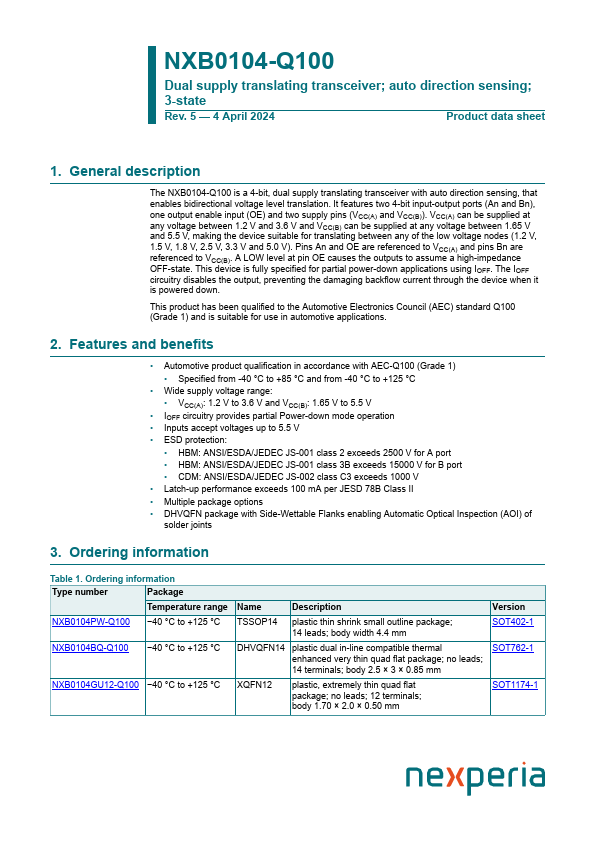 NXB0104PW-Q100 Datasheet Preview