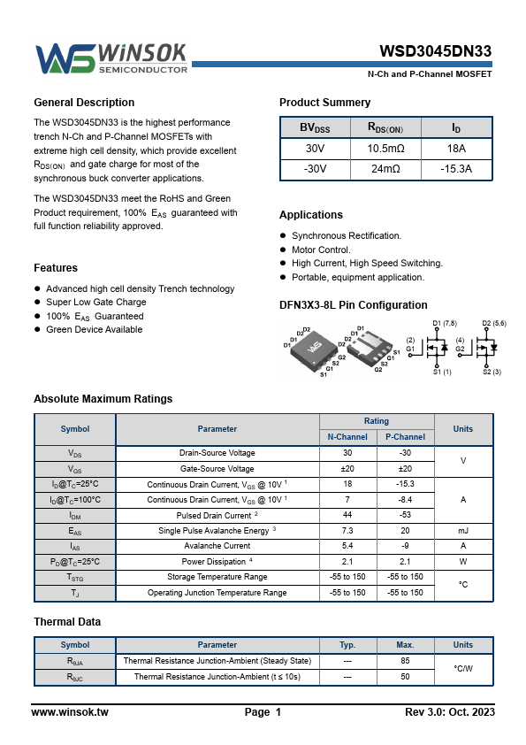 WSD3045DN33 Datasheet Preview
