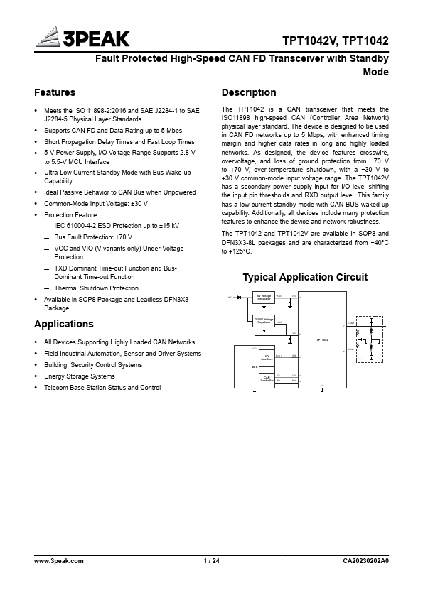 TPT1042 Datasheet Preview