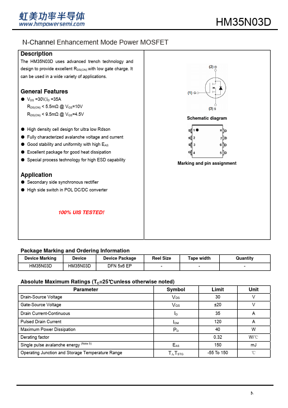 HM35N03D Datasheet Preview