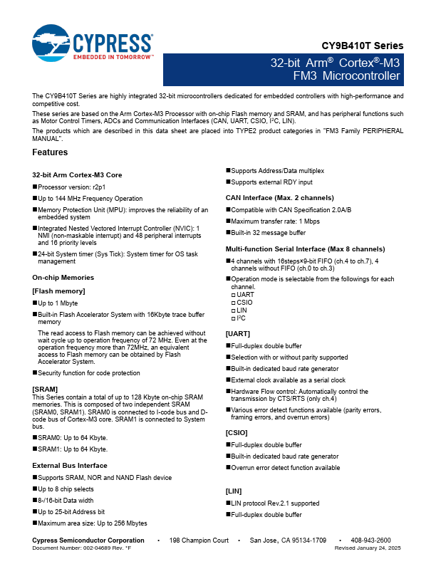 CY9BF417T Datasheet Preview