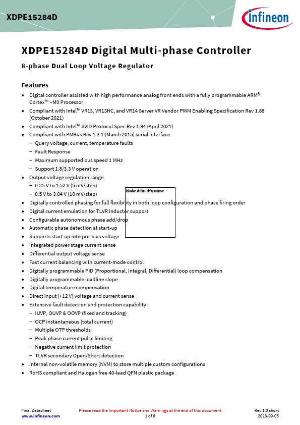 XDPE15284D Datasheet Preview