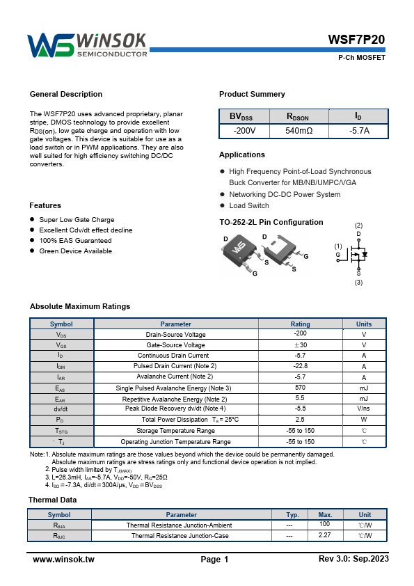 WSF7P20 Datasheet Preview