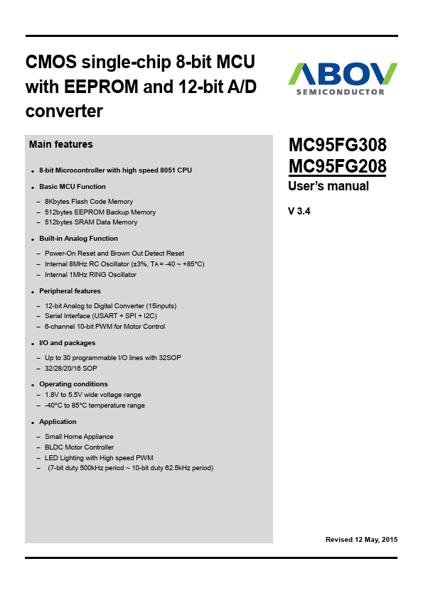 MC95FG308 datasheet page 1 preview