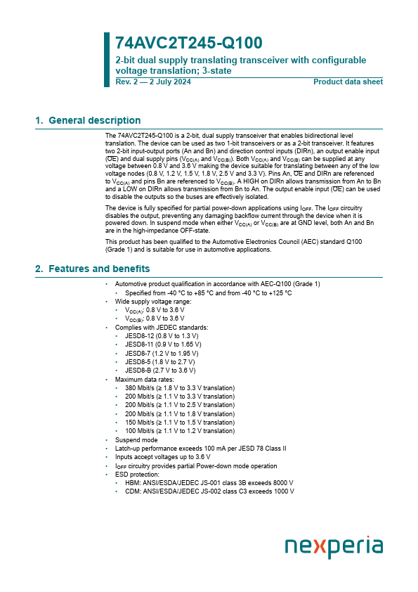 74AVC2T245-Q100 Datasheet Preview