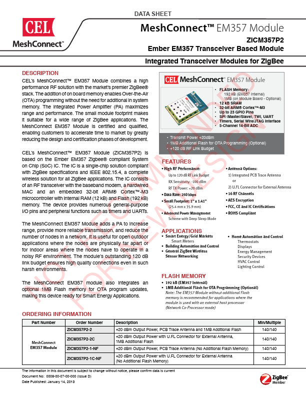 ZICM357P2 Datasheet Preview
