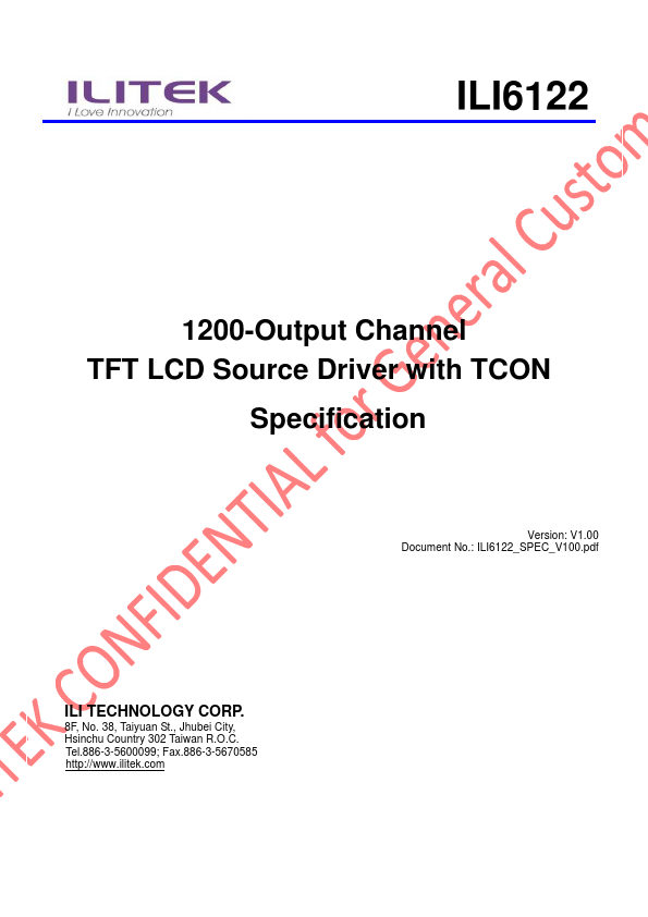 ILI6122 Datasheet Preview