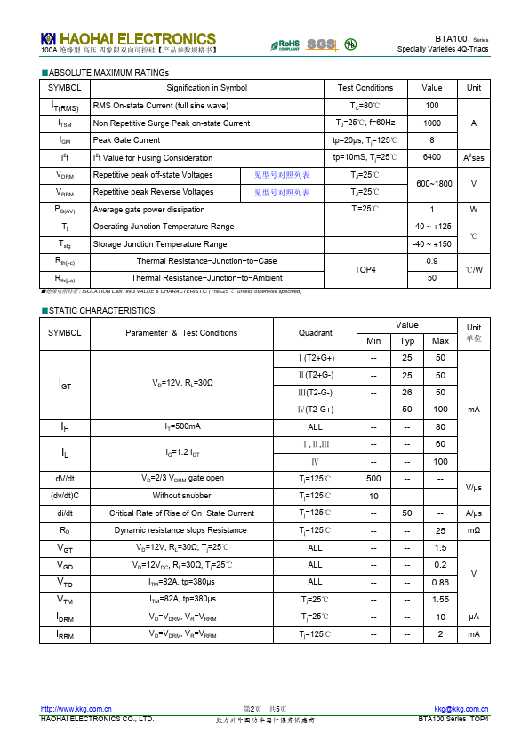 BTA100-1600B