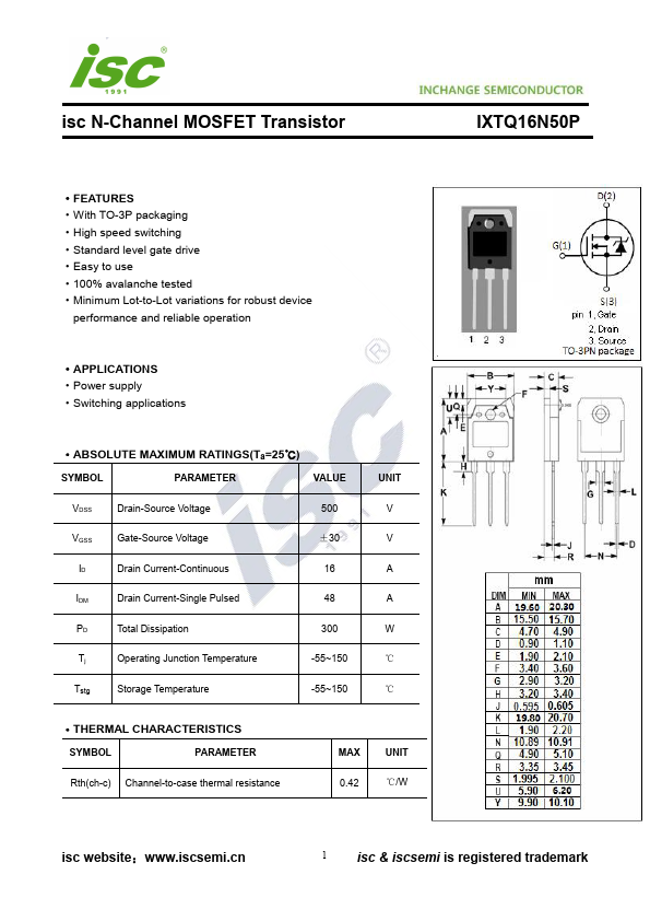 IXTQ16N50P