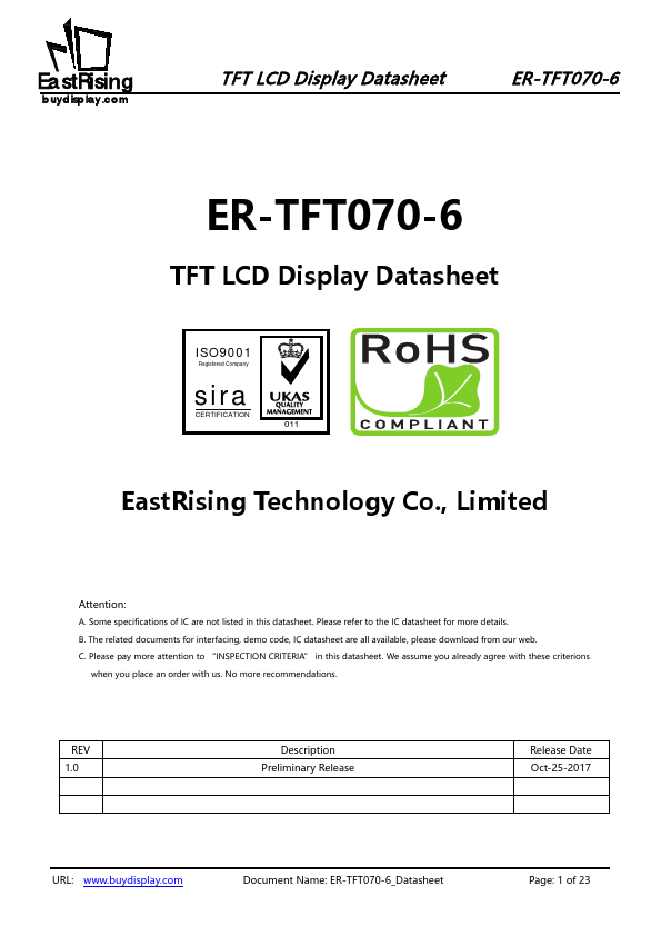 ER-TFT070-6 Datasheet Preview