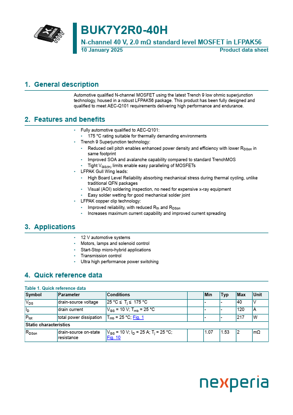 BUK7Y2R0-40H Datasheet Preview