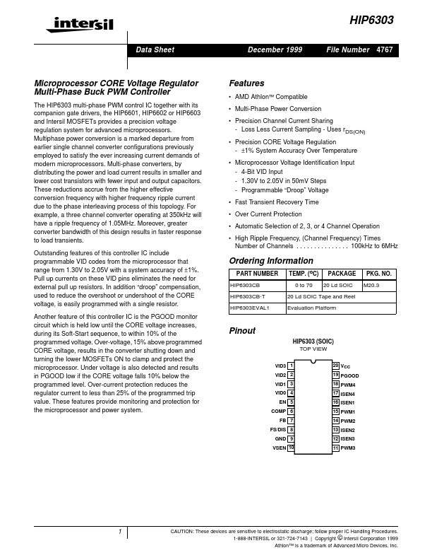 HIP6303 Datasheet Preview