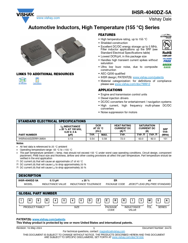 IHSR-4040DZ-5A Datasheet Preview