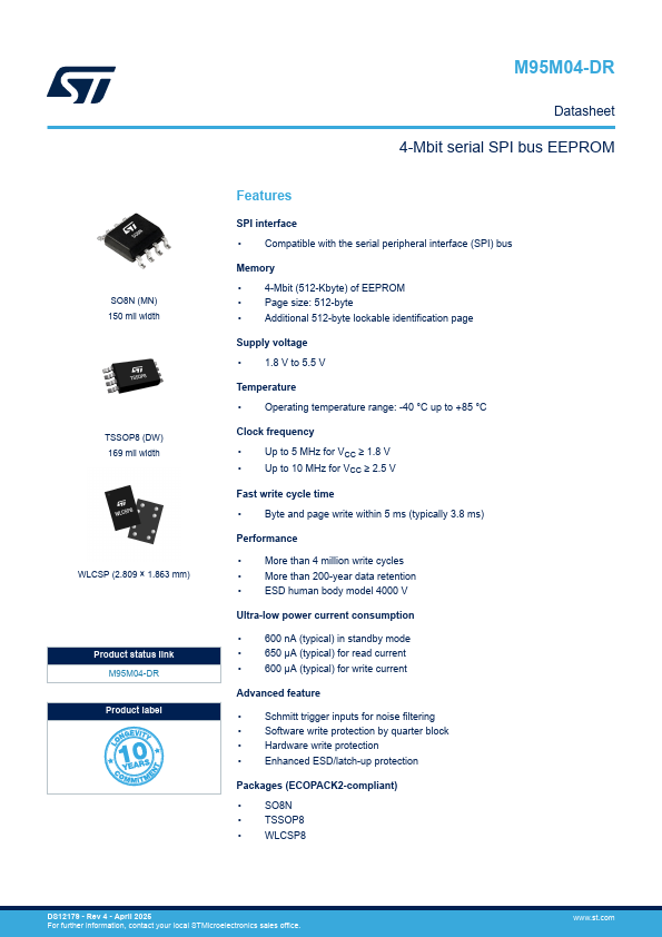 M95M04-DR Datasheet Preview