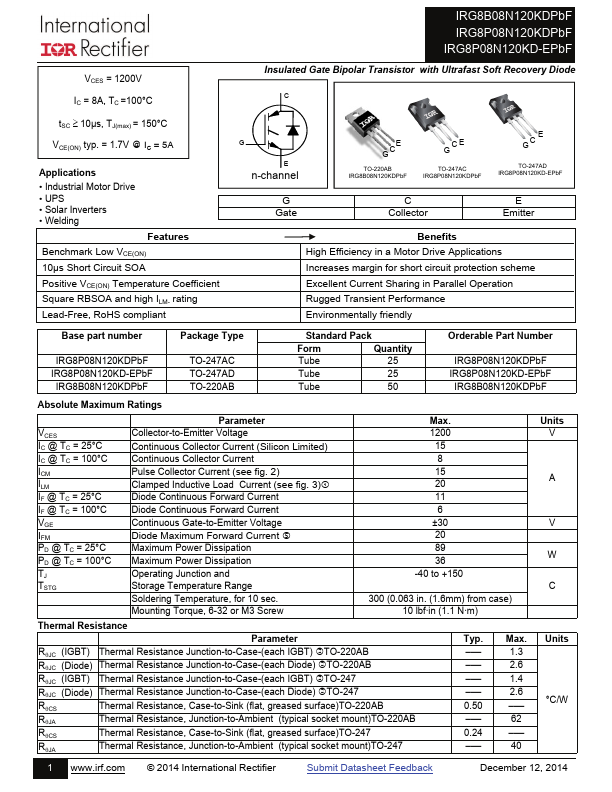 IRG8P08N120KD-EPbF