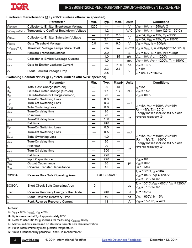 IRG8P08N120KD-EPbF