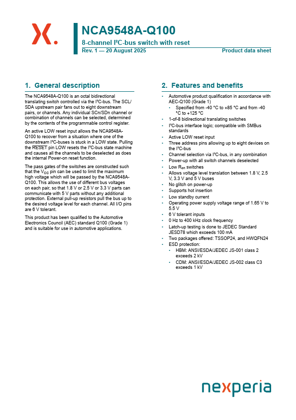 NCA9548A-Q100 Datasheet Preview