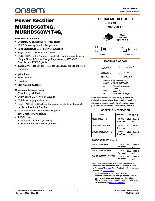 MURHD560T4G Datasheet Preview