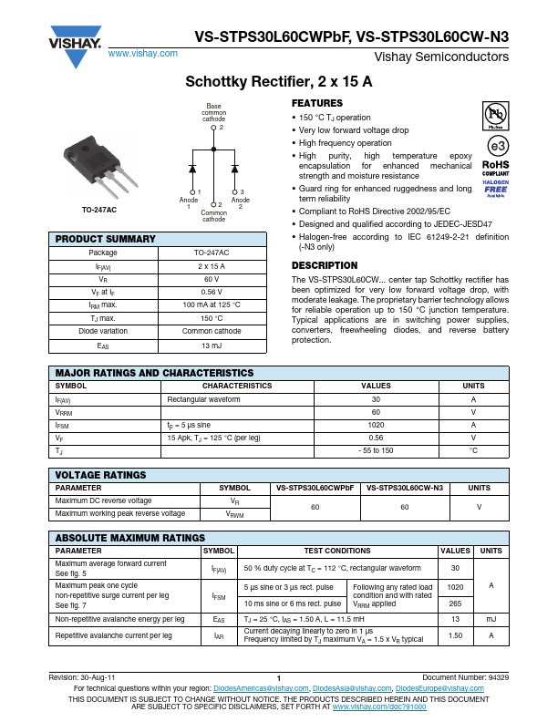 VS-STPS30L60CWPbF