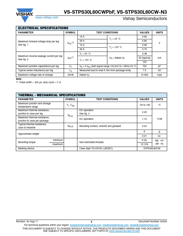 VS-STPS30L60CWPbF